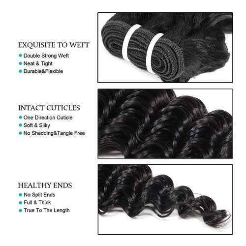 Deep Wave Human Hair Bundles 8 Inch(50g/Bundle,4 Bundles)+Water Wave Human Hair Bundles 8 Inch with 4×4 Closure (50g/Bundle,4 Bundles+1Closure)