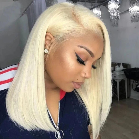 10 Inch 613 Bob Wig Human Hair 13x6 Lace Front Wigs Human Hair Pre Bleached 200% Density 13x6 HD Straight Lace Front Wigs Pre Plucked with Baby Hair