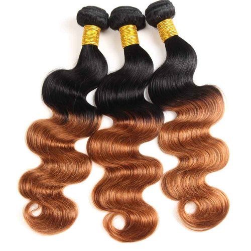 Brown Bundles Human Hair Ombre Body Wave Human Hair Bundles 12 14 16 Inch 1B/30 Dark Brown Bundle Double Weft Brazilian Virgin Remy Hair Extensions Soft And Healthy 3Pcs/Set