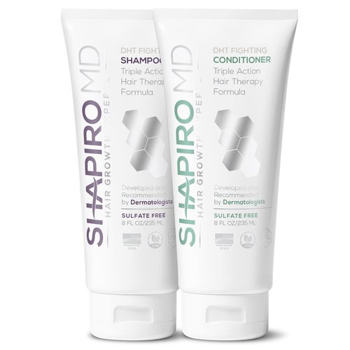 Shapiro MD Hair Growth Experts Hair Loss Shampoo and Conditioner, DHT Fighting Vegan Formula for Thinning Hair Developed by Dermatologists, Experience Healthier, Fuller & Thicker Looking Hair