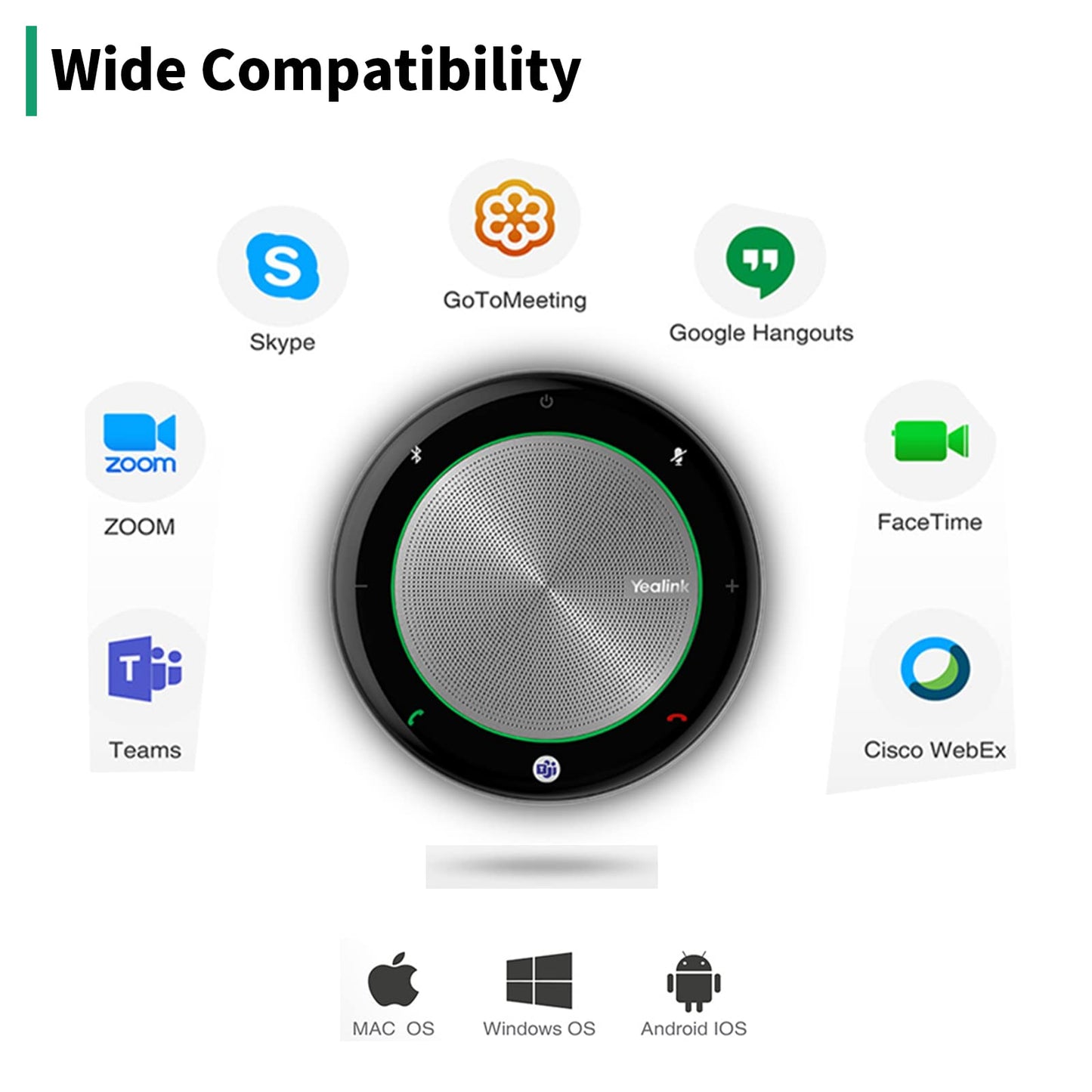 Yealink CP700 Bluetooth Speakerphone with Dongle Teams Certified, Portable Conference Speaker and Microphone for Meeting, Softphone, Unified Communications Platforms,360° Voice Pickup,9H Talk Time