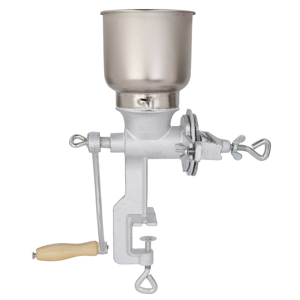 Silver Stainless Steel Hand Grain Grinder for Home Use - Adjustable & Durable