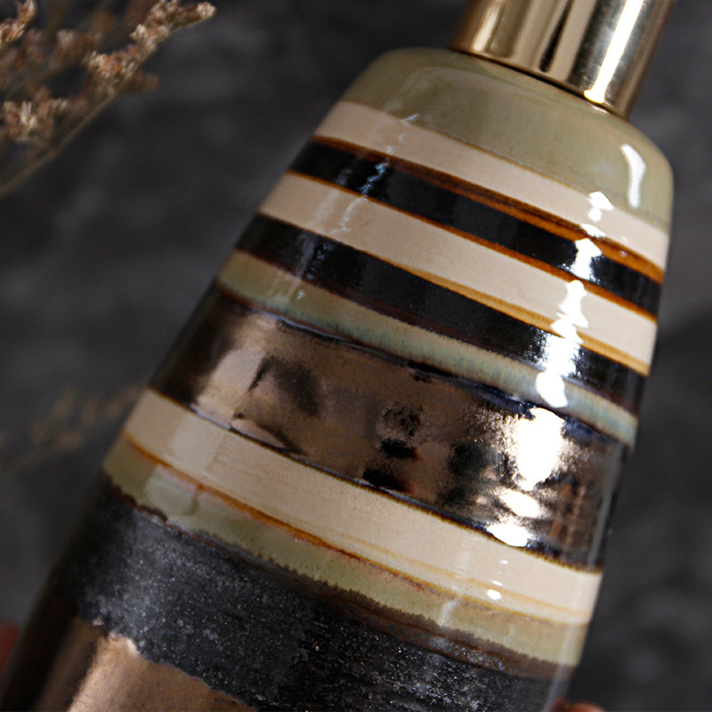 Ceramic Hand Sanitizer Bottle - Retro Gold Push Type 500ML