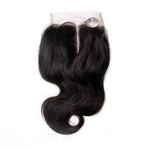 SingleBest Body Wave Bundles With Closure 10A Brazilian Virgin Hair Short Bob Weave With 4x4 Middle Part Half Hand Tied Lace Closure 100% Unprocessed Human Hair Natural Color(8 8 8+8inch)