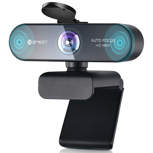 1080P Webcam with Microphone, eMeet Nova AutoFocus HD Webcam, 96°View Web Camera w/ 2 De-Noise Mics for Laptop/Desktop, Plug & Play USB Streaming Computer Camera for Conference/Calling/Teaching/Gaming