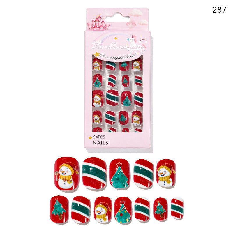 Christmas Kids Nail Stickers 24 Pieces Wearable Nail Art for Children