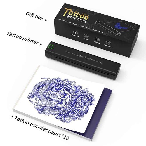 NEWYES Tattoo Stencil Printer Wireless Portable Tattoo Printer Kit Thermal Tattoo Machine for Tattoo Artists & Beginners, Matte Effect Clear Printing, Compatible with Mobile Phone, Pad, PC