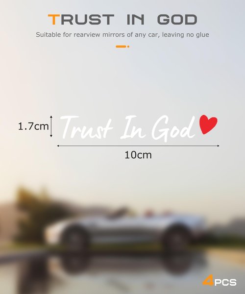 SCUARI 4PCS Car Stickers,Cars Decals,Car Accessories Trust in God Rearview Mirror Sticker,Auto Stickers and Decals,Auto Decals for Women,Trust in God Mirror Decoration,Fits Most Vehicles (White&Red)