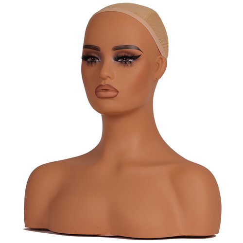 J&F CO Realistic Europe and America Female Mannequin Head with Shoulder Display Manikin Heads Bust for Wigs,Makeup,Beauty Accessories (DC 487 hy mazi)