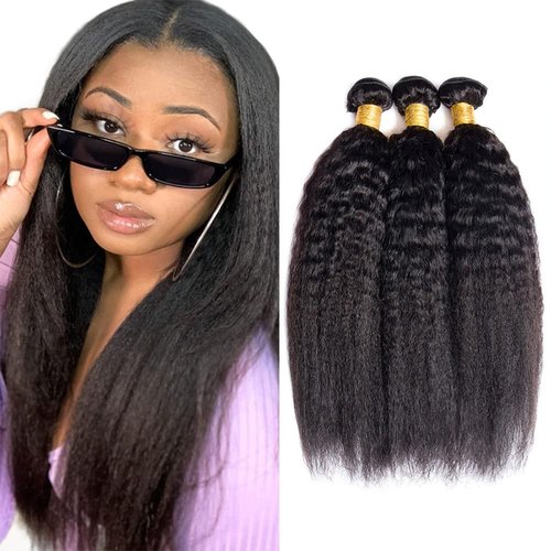 Yaki Bundles #1B Kinky Straight Bundle Natural Black Yaki Straight Human Hair Bundle 22 24 26 inch Brazilian Human Hair Bundles 300g