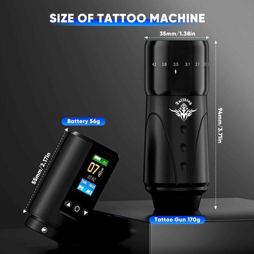 Wireless Tattoo Gun Machine Kit - Professional Rotary Tattoo Pen Set, Complete Beginners Tattoo Supplies with 2Pcs 1,600mAh Batteries, 40Pcs Cartridge Needles for Starter, Artists