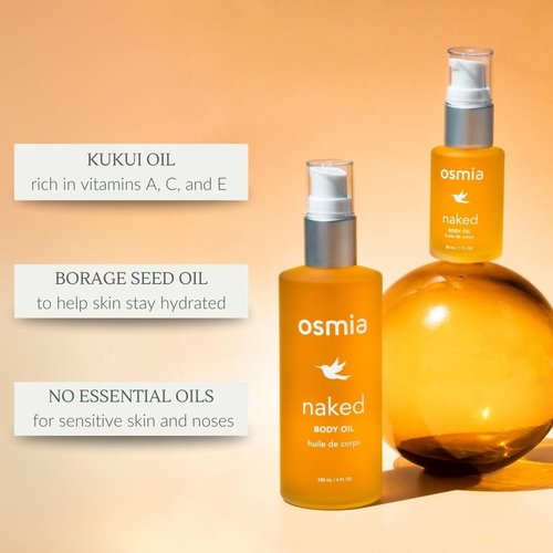 Osmia Skincare - Natural Naked Body Oil | Rosehip, Borage, + Sweet Almond Oils | Soften, Smooth, Nourish | Clean Beauty For Healthy Skin (4 fl oz | 118 ml)
