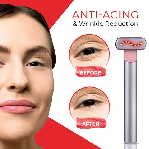 Eclypse Therapy Red Light Therapy for Face, 4-in-1 Rejuvenation Wand: Skin Tightening Massager, Anti-Aging & Wrinkle Reduction, Face & Neck Care Tool (Stellar Silver)
