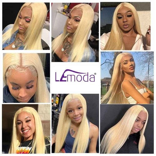 Lemoda Outlet Deals 613 13x5 Lace Front Wig Human Hair 200 Density Straight 613 Blonde Wig Human Hair Pre Plucked Natural Hairline 13x5 HD Transparent Lace Front Wigs for Women 20 inch