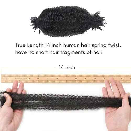 Afro Kinky Curly Braiding Hair for Dreadlocks, Loc Repair, Twists, Dreadlock Human Hair Bulk Pre-Separated Spring Afro Twist Human Hair Extensions 18Inch 100g