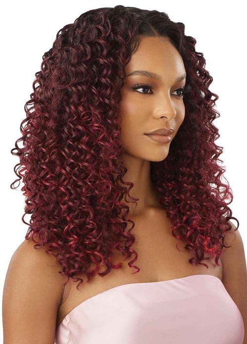 Outre Airtied 100% Fully Hand-Tied Wig - Human Hair Blend - Dominican Curly 22" (DRST2/CHOCOLATE CARAMEL)