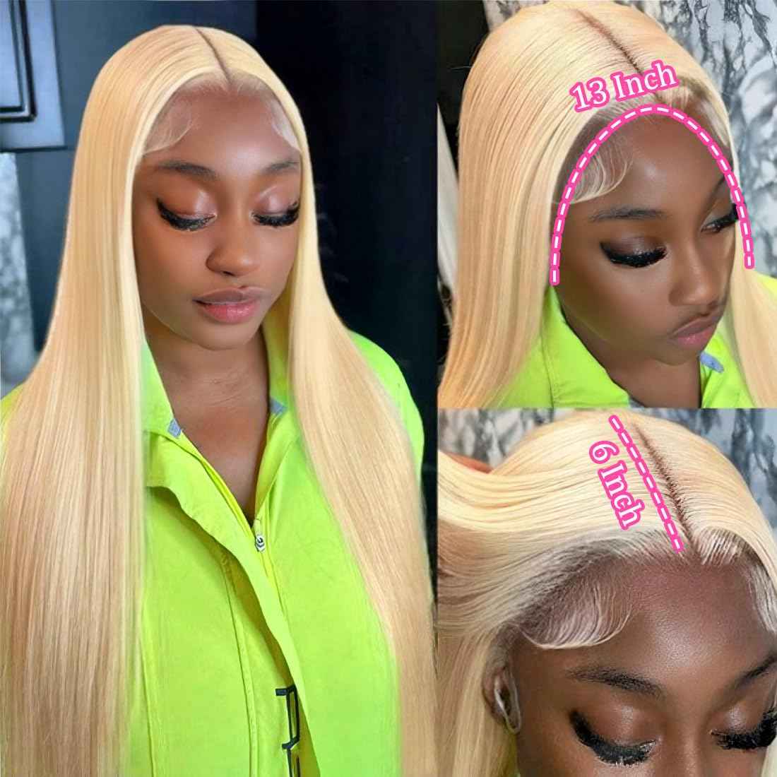 26 Inch 613 Lace Front Wig Human Hair Blonde 13X6 HD Transparent Lace Front Wigs Human Hair 180% Density Blonde Glueless Wigs 613 HD Straight Lace Frontal Wig Pre Plucked