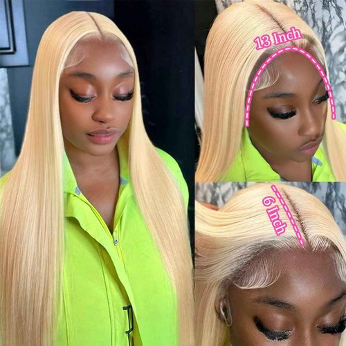 LETMIEO 613 Lace Front Wig Human Hair 13x6 HD Transparent Blonde Lace Front Wigs Human Hair Pre Plucked 613 HD Lace Frontal Wig 180% Density Straight Lace Frontal Wigs 24 Inch