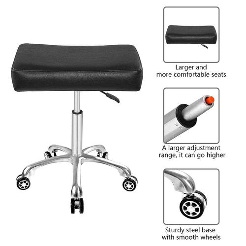 Antlu Adjustable Rolling Swivel Stool Chair for Massage Office Tattoo Kitchen, Work Heavy Duty Hydraulic Stool with Wheels (Black)