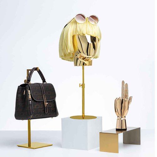 CHADWICK Wig Head Stand with Mannequin Head, 20 Inch Chrome Wig Holder, Wig Stand Manikin Head, Standing Mannequin Head for Wigs, Hats, Luxury Look at Home, Salon, Adjustable Height 17-28 inch