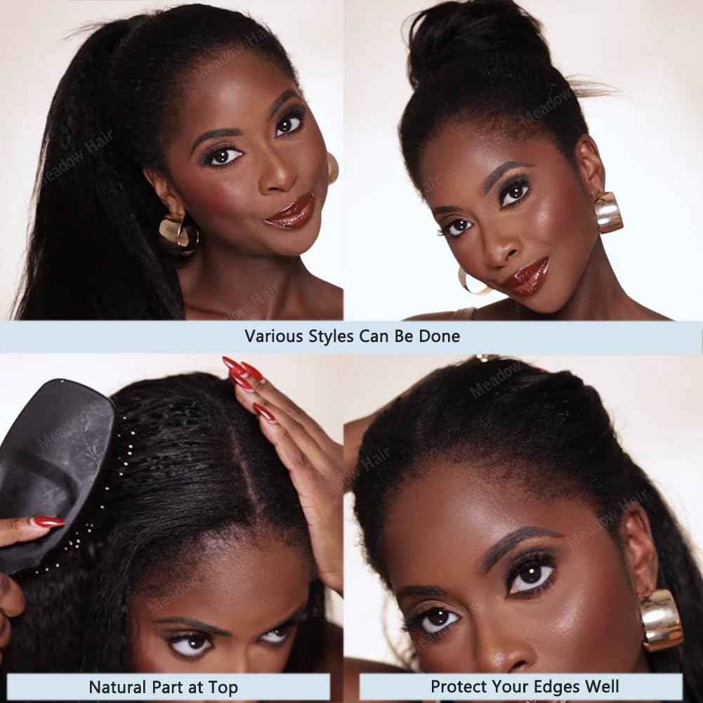 Kinky Straight Knotless Pre Separated Crochet Human Hair Extensions Pre Looped Braids Bundles With Threading Burmese Virgin Human Hair for Braiding Micro Link Meadow Hair 22inch 60g