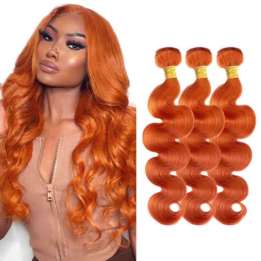 30 30 30 inch Ginger Human Hair Bundles 350 Body Wave Bundles Ginger Orange Human Hair Bundle 350 Body Wave Bundle