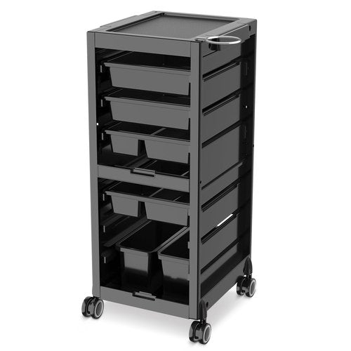 Salon Trolley Salon Cart on Wheels Rolling Tray Large Storage Salon Trolley W/Hair Dryer Holder, 4 Remove Drawers, 2 Buckets for Salon Spa Store