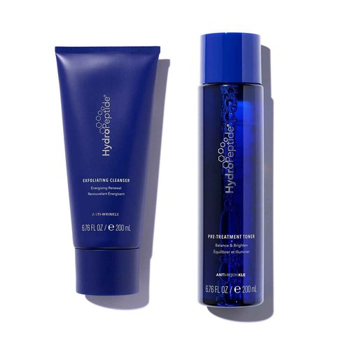 HydroPeptide Pre-Treatment Toner and Exfoliating Cleanser Anti-Wrinkle Bundle, (6.76 Ounce Each)