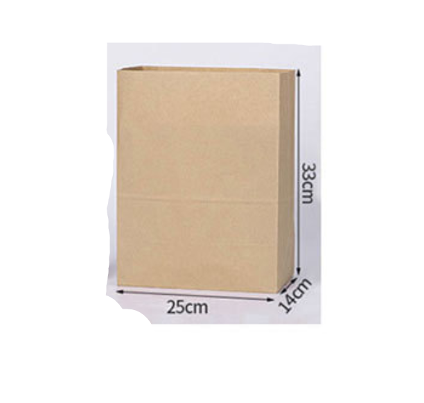 Square Bottom Kraft Paper Bags for Food Packaging - Oil Proof, Durable, Eco-Friendly 25x14x33cm