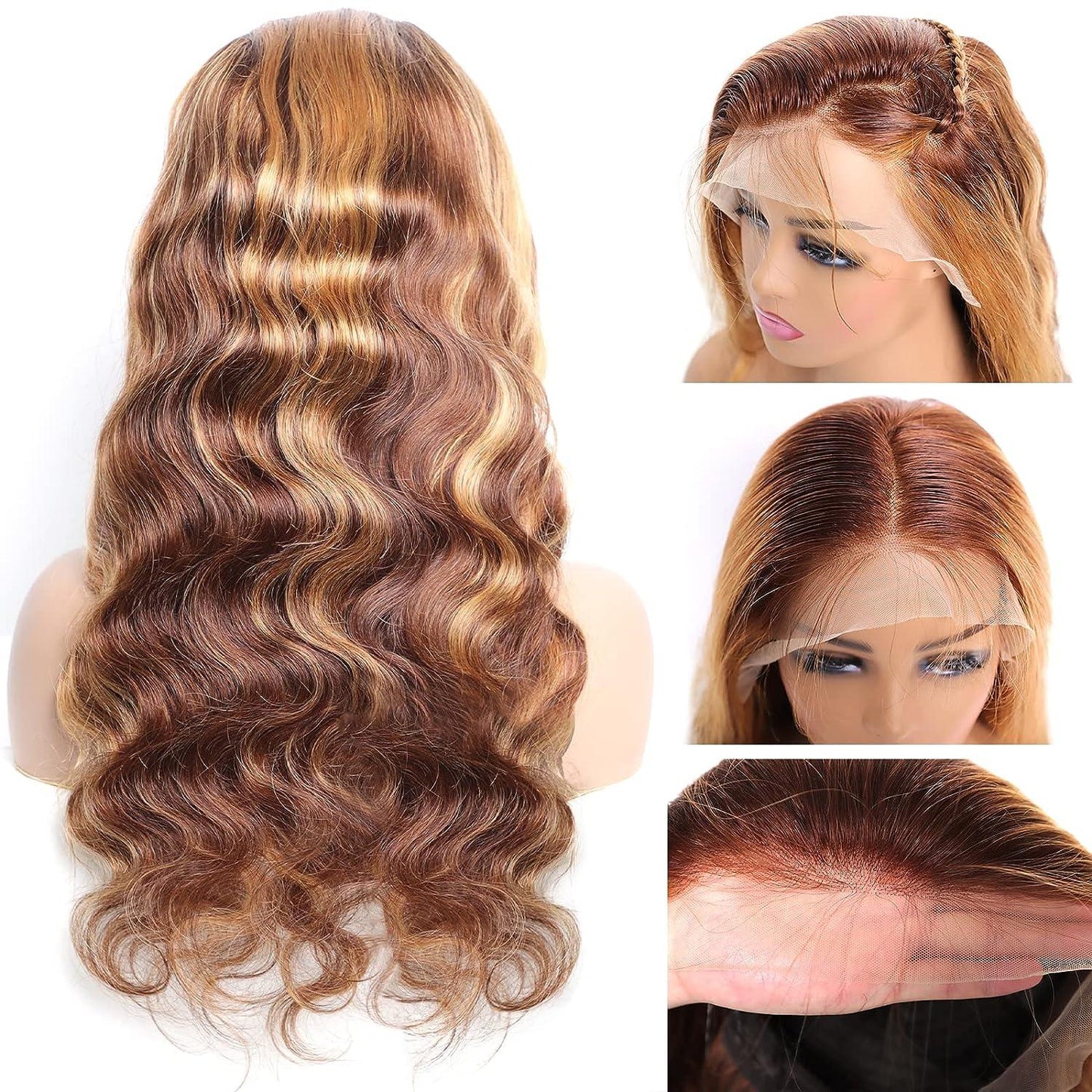 Body Wave Human Hair Lace Front Wig - P4/27 Highlight 13x4 Lace Wig