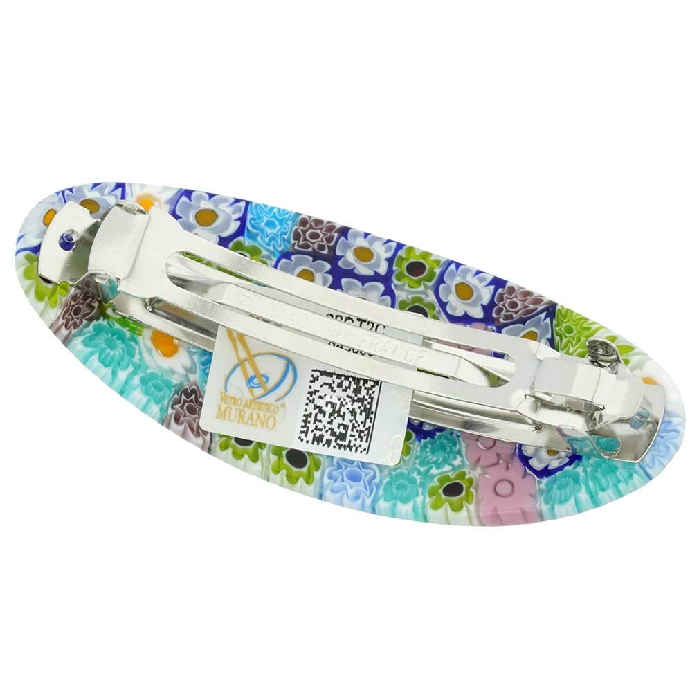 Glass Of Venice Murano Glass Millefiori Oval Hair Clip - Pastels