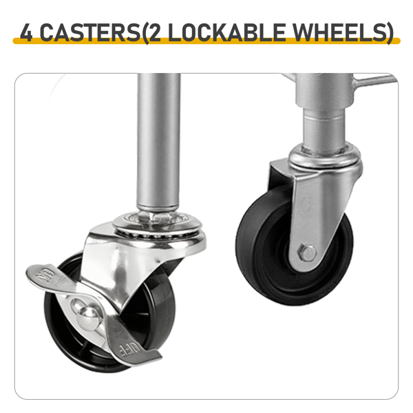 6-Tier Adjustable Iron Display Rack with Hooks & Wheels