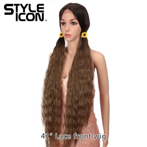 Style Icon 41" Lace Front Wigs Super Long Wavy Wig Middle Part Lace Wigs 130% Density Synthetic Wigs(41", TT6/30W)