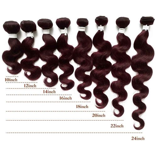 REMY HAIR 99j Bundles Body Wave Human Hair Bundles Red Burgundy Hair Extension 1 Bundle 18 Inch Brazilian Virgin Human Hair for Black Women Body Wave Bundles