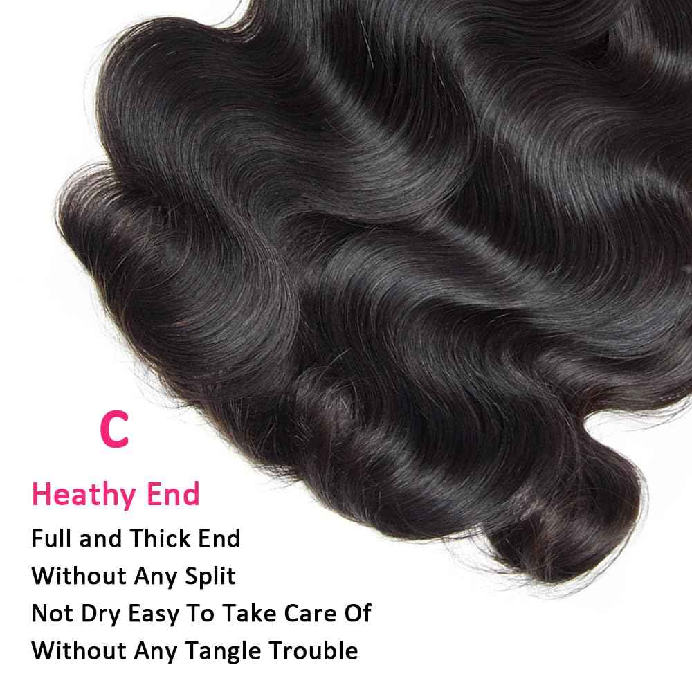 Gotcosy 14A Body Wave Bundles Human Hair 16 18 20 22 Inch 100% Brazilian Virgin Real Raw Human Hair Bundles Body Wave Thick Weave Natural Color (16 18 20 22 Inch)