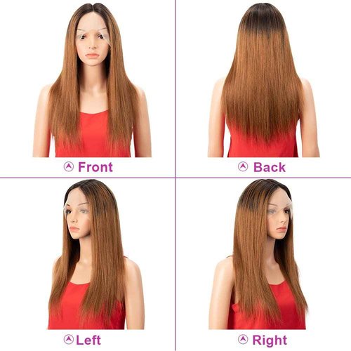 Spotlight Ombre Brown 13x4x1 Straight Lace Front Wigs Human Hair 20 Inch T-Part HD Lace Front Wigs for Black Women 100% Brazilian Virgin Human Hair Wigs 150% Density TT1B/30 Color