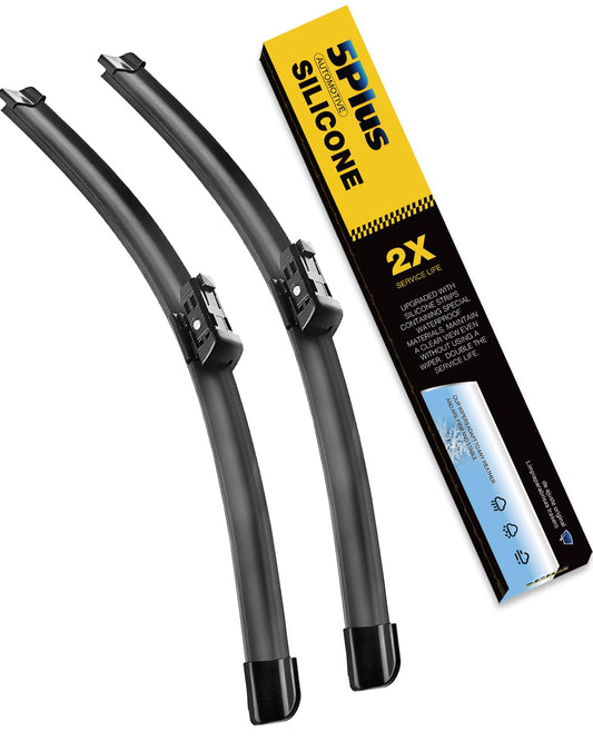 5 PLUS® Silicone Windshield Wipers 24 and 19 Inch Replacement For VOLKSWAGEN VW Jetta 2023-2011 Passat 2018-2012 CC 2017-2013, Automotive Replacement Windshield Wipers With Water Repellent