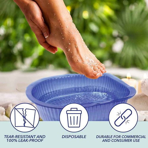 ForPro Professional Collection Universal Pedi Bath Liners, 50% THICKER, Fit Footsie Bath, Disposable Pedicure Tub Liners for Foot Spa Basins, Blue, 100-Count