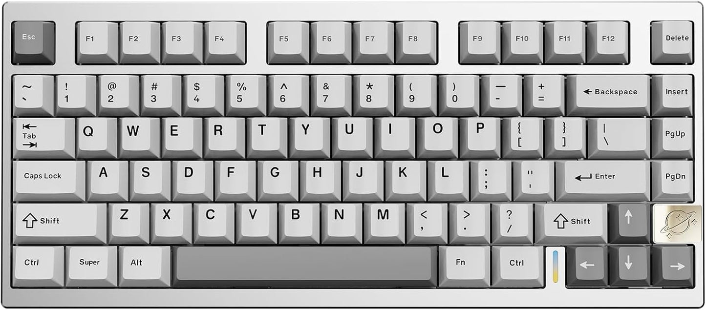 YUNZII AL75 75% Gaming Keyboard(Blue Grey Switch,Silver) Coffee Cat Dye Sub PBT Keycaps(Cherry Profile, Coffee Cat)