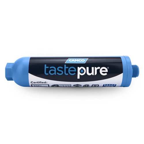 Camco Tastepure Camper/RV Water Filter - Inline Water Filter Reduces Bad Taste, Odor, Chlorine & Sediment - Ideal for RVs, Campers, Travel Trailers, Boats - Made in the USA - (40041)