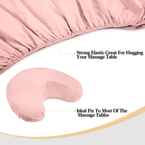 Kinlop 6 Set Microfiber Massage Table Sheet Set, Includes Flat and Fitted Sheets, Face Rest Cover, 6 Colors, Stain & Wrinkle Resistant(Pastel Color)