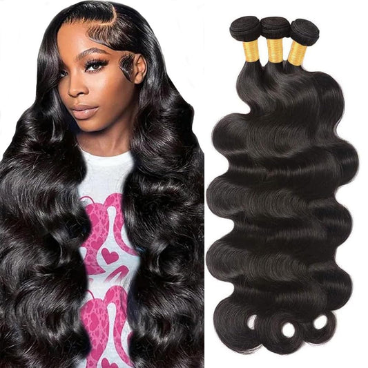 14A Human Hair Bundles Body Wave Bundles Human Hair 22 24 26 Inch 100% Unprocessed Brazilian Virgin Hair Body Wave 3 Bundles Human Hair Extensions for Women Natural Black Quick Weave