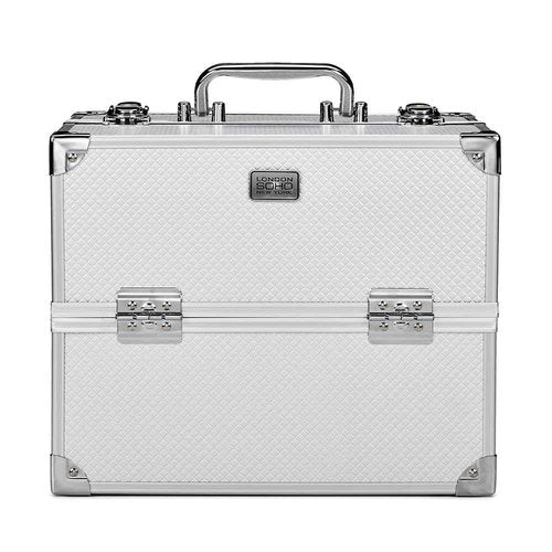 Conair Makeup Beauty Case - Cosmetic Case with Expandable Shelves and Locking Latch - Professional makeup case - Silver Diamond - London SOHO New York by Conair