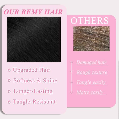 Clip in Hair Extensions Real Human Hair, #1 Jet Black Human Hair Extensions, 22 Inch 7Pcs 115g Human Hair Clip in Extensions, Double Weft Seamless Invisible Extensions Human Hair for Women