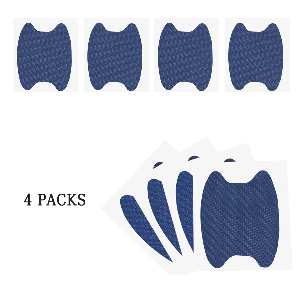 4PCS Car Door Handle Sticker, Carbon Fiber Anti-Scratches Car Door Cup Protector, Non-Marking Auto Door Handle Protective Film, Universal for Most Car Handles (Blue/4PCS)