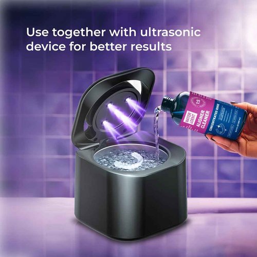 ALIGNER Cleaner Rinse | Concentrated | Clean aligners, retainers, dentures, Mouth Guards, Dental Appliance | 4 Month Supply, Alcohol Free, Minty & Fresh. Made in USA - Pack of 2 (33 fl.oz)