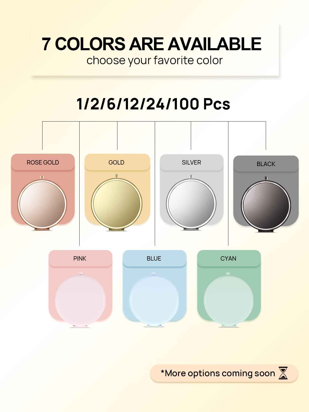 Getinbulk Compact Mirror Bulk, Pack of 12 Double-Sided 1X/2X Magnifying Metal Makeup Mirrors(Round, Gold)