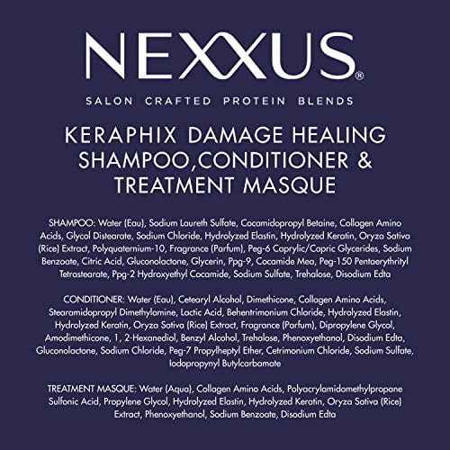 Nexxus Keraphix Shampoo and Conditioner - Damaged Hair Treatment System with Keratin Protein and Black Rice, 2 Count & 3 Repair Masks Treatment, 33.8 oz, 1.5 oz, 3 Count, 5 Count ( Pack of 1)
