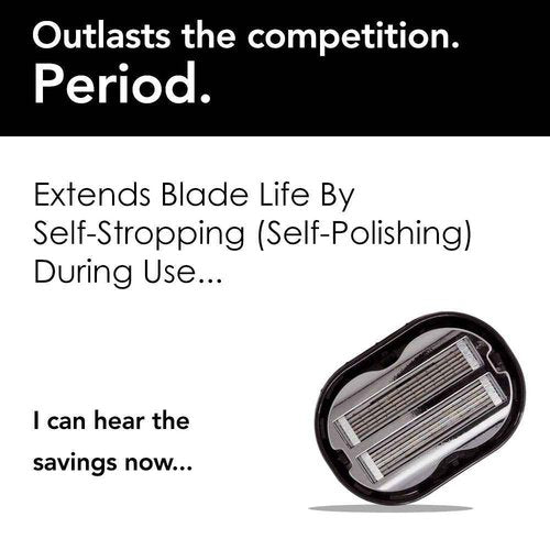 Premium Omnishaver Kit - Fastest Way to Shave Head, Legs, Arms, Body | An alternative to Disposable Shaving Razors Self Cleans & Strops During Use with Shave Butter & Replacement Cartridges - Black
