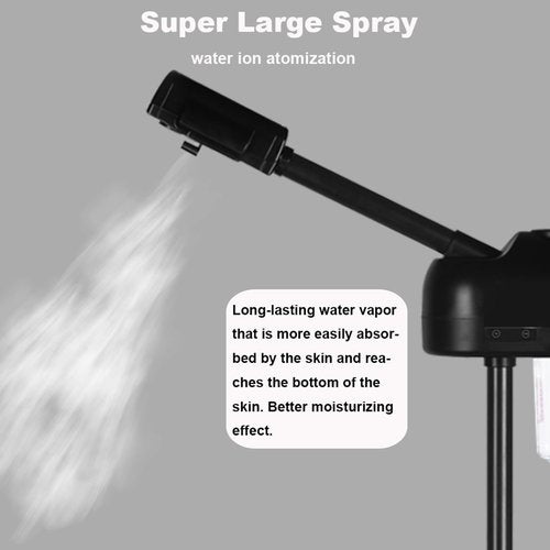 HeavenBird Stand Professional Ozone Facial Steamer with Touch Control, Hot Mist Function, Adjustable Height & Rolling Base, 360° Rotatable Nozzle, Use for Home, Salon SPA (Black)